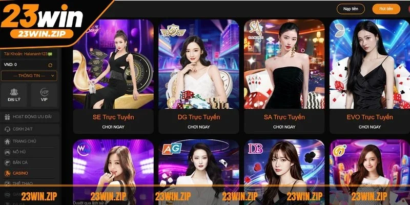 Casino online 23WIN tạo cảm giác cho game thủ như đang chơi ở đời thực